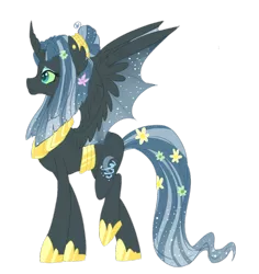 Size: 1024x1084 | Tagged: artist:craftedfun3, changepony, derpibooru import, hybrid, interspecies offspring, magical lesbian spawn, oc, oc:princess lunar petal, offspring, parent:princess luna, parent:queen chrysalis, parents:chrysaluna, safe, solo, unofficial characters only