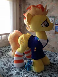 Size: 768x1024 | Tagged: artist:burgunzik, clothes, derpibooru import, irl, life size, minuette, photo, plushie, safe, socks, spitfire, striped socks, uniform