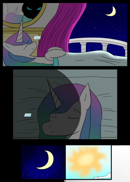 Size: 1244x1737 | Tagged: artist:otakon, comic:canterlot hero 2, commission, derpibooru import, princess celestia, safe, sleeping