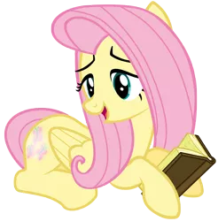 Size: 7000x7100 | Tagged: absurd resolution, artist:tardifice, book, booty call, derpibooru import, fluttershy, glowing cutie mark, prone, safe, simple background, solo, the hooffields and mccolts, transparent background, vector