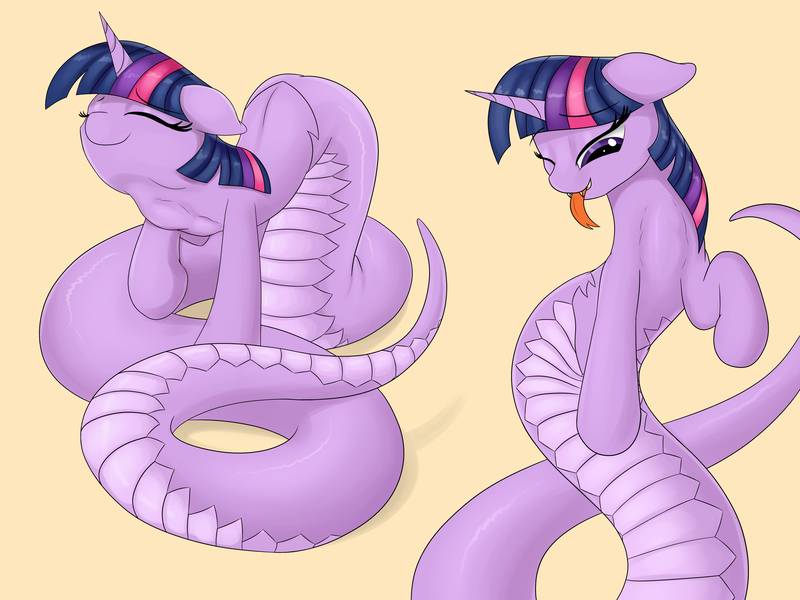 Size: 3200x2400 | Tagged: questionable, artist:augustbebel, artist:suspega, derpibooru import, twilight sparkle, lamia, original species, fangs, fetish, solo, species swap, swallowing, throat bulge, tongue out, twilamia, twilight snakle, twipred, vore