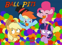 Size: 4107x2970 | Tagged: applejack, artist:rainbowyoshi305, ball pit, dashcon, derpibooru import, hat, pinkie pie, rainbow dash, safe, top hat, twilight sparkle