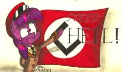 Size: 958x571 | Tagged: artist:trace-101, clothes, derpibooru import, heil, nazi, safe, solo, twilight sparkle, uniform