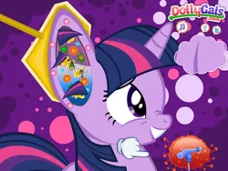 Size: 640x480 | Tagged: buttons, derpibooru import, flash game, fly, game, insect, lint, not salmon, safe, screencap, scrunchy face, twilight sparkle, twilight sparkle ear surgery, wat