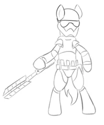 Size: 3000x3600 | Tagged: artist needed, safe, derpibooru import, ponified, pony, bipedal, fn-2199, monochrome, solo, star wars, star wars: the force awakens, stormtrooper, tr-8r