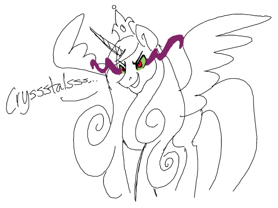 Size: 566x425 | Tagged: artist:sessomesmaru, derpibooru import, doodle or die, king sombra, possessed, princess cadance, safe, solo