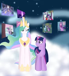 Size: 800x880 | Tagged: safe, artist:cyber-murph, derpibooru import, edit, edited screencap, screencap, princess celestia, twilight sparkle, alicorn, pony, unicorn, a canterlot wedding, boast busters, friendship is magic, magic duel, magical mystery cure, season 3, the crystal empire, the return of harmony, winter wrap up, celestia's ballad, crying, duo, ethereal mane, female, mare, princess celestia's special princess making dimension, tears of joy, unicorn twilight