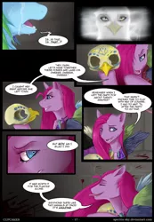 Size: 744x1074 | Tagged: semi-grimdark, artist:spectra-sky, derpibooru import, gilda, pinkie pie, rainbow dash, earth pony, gryphon, pony, comic:cupcakes, fanfic:cupcakes, blood, comic, crying, cutie mark dress, dead, dialogue, eyes closed, female, implied murder, mare, pinkamena diane pie, restrained, skull