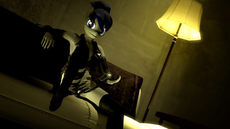 Size: 1280x720 | Tagged: questionable, artist:stuffundtings, derpibooru import, oc, oc:moon dagger, unofficial characters only, anthro, earth pony, 3d, armpits, source filmmaker