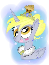 Size: 600x800 | Tagged: safe, artist:andypriceart, artist:krazykari, derpibooru import, derpy hooves, alicorn, pony, derpicorn, princess derpy, race swap, solo