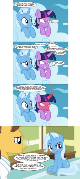 Size: 2952x6583 | Tagged: safe, artist:badumsquish, derpibooru import, doctor horse, doctor stable, trixie, twilight sparkle, twilight sparkle (alicorn), alicorn, pony, unicorn, the cutie re-mark, alternate scenario, angry, annoyed, cloud, cloudsdale, comic, death stare, deleted scene, dialogue, dreamworks face, duo, duo female, female, frown, glare, glow, gritted teeth, happy, hospital, inconvenient trixie, magic abuse, mare, open mouth, overheated horn, payback, rage, raised eyebrow, smiling, smirk, smoke, speech bubble, taunting, this will end in pain, twilight is not amused, wide eyes, zipper, zippermouth