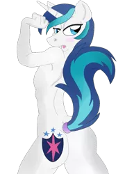 Size: 791x1024 | Tagged: suggestive, artist:krazykari, artist:trollie trollenberg, derpibooru import, shining armor, anthro, ass, butt, image, male, nudity, partial nudity, png, shieldbutt, solo, solo male, tail ring
