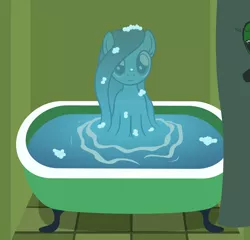 Size: 2804x2688 | Tagged: safe, artist:badumsquish, derpibooru import, oc, oc:anon, oc:warm waters, ponified, unofficial characters only, goo pony, object pony, original species, pony, water pony, badumsquish strikes again, bath, bath pony, bathtub, claw foot bathtub, female, looking at you, smiling, soap, solo, solo focus, water