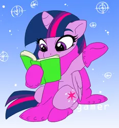 Size: 560x600 | Tagged: safe, artist:viddi32, derpibooru import, twilight sparkle, twilight sparkle (alicorn), alicorn, pony, book, clothes, female, mare, mittens, reading, scarf, sitting, snow, snowfall, solo, winter