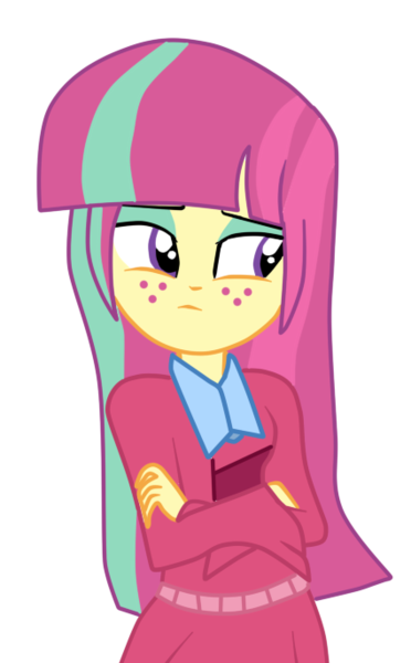 Size: 425x685 | Tagged: safe, artist:hannaspeert123, derpibooru import, sour sweet, equestria girls, friendship games, alternate hairstyle, alternate universe, loose hair, simple background, solo, transparent background