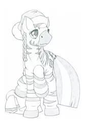 Size: 2000x3000 | Tagged: artist:daisy, braid, derpibooru import, hat, male, oc, oc:virenth, pencil drawing, safe, santa hat, solo, stallion, traditional art, unofficial characters only, zebra