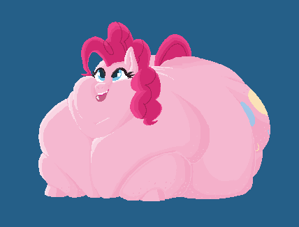 Size: 428x326 | Tagged: questionable, artist:calorie, derpibooru import, pinkie pie, earth pony, animated, belly, big belly, blob, breathing, cellulite, chubby cheeks, double chin, fat, female, heavy breathing, huge belly, impossibly large belly, mare, morbidly obese, near immobile, obese, piggy pie, pixel art, pudgy pie