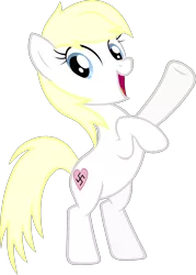 Size: 2000x2796 | Tagged: safe, artist:accu, artist:anonymous, derpibooru import, edit, oc, oc:aryanne, unofficial characters only, earth pony, pony, blonde, cute, female, happy, heart, heil, hoofbump, looking at you, nazi, open mouth, rearing, show accurate, simple background, smiling, solo, swastika, transparent background, vector, we are going to heil