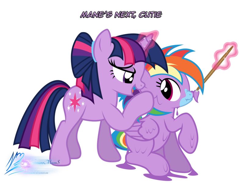 Size: 8000x6000 | Tagged: suggestive, artist:nightmaremoons, derpibooru import, rainbow dash, twilight sparkle, pegasus, pony, unicorn, absurd resolution, alternate hairstyle, bedroom eyes, bodypaint, female, females only, lesbian, narcissism, paint on feathers, paint on fur, paintbrush, painting, painting characters, recolor, scrunchy face, shipping, simple background, transparent background, twidash