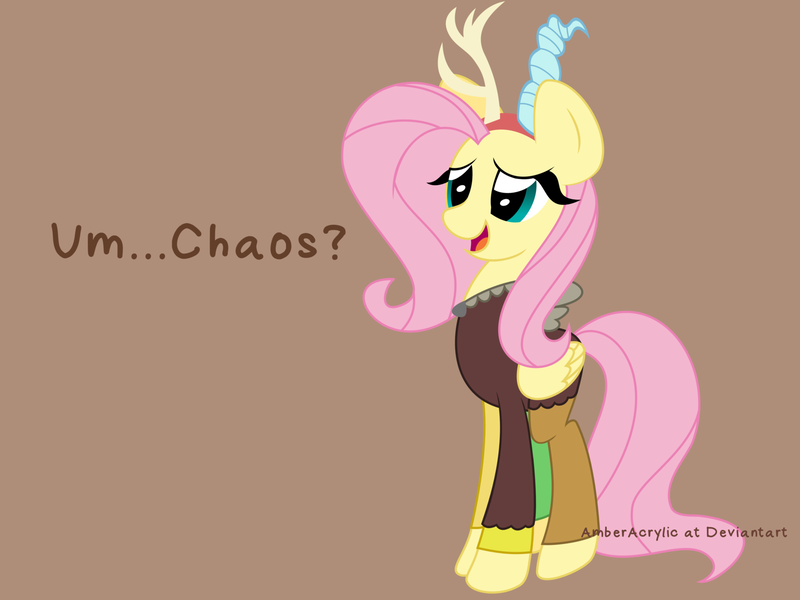 Size: 1600x1200 | Tagged: artist:amberacrylic, chaos, clothes, costume, derpibooru import, discord, fluttershy, safe, solo