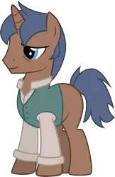 Size: 1865x2872 | Tagged: safe, artist:duskthebatpack, derpibooru import, oc, oc:arc bevel, unofficial characters only, pony, unicorn, clothes, male, shirt, simple background, solo, stallion, transparent background, vector, vest
