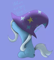 Size: 1675x1846 | Tagged: safe, artist:limedreaming, derpibooru import, trixie, pony, unicorn, clothes, cute, diatrixes, female, filly, mare, oversized clothes, oversized hat, simple background, sitting, solo