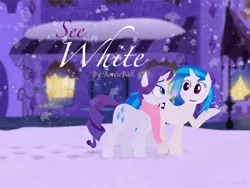 Size: 3264x2448 | Tagged: safe, artist:treblesketchofficial, derpibooru import, rarity, vinyl scratch, pony, unicorn, female, lesbian, rariscratch, shipping, snow, snowfall