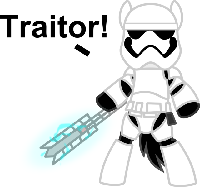 Size: 1261x1183 | Tagged: safe, artist:nstone53, derpibooru import, ponified, pony, bipedal, dialogue, fn-2199, simple background, solo, spoilers for another series, star wars, star wars: the force awakens, stormtrooper, tr-8r, traitor, transparent background, vector