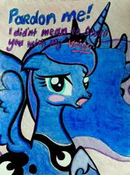 Size: 2147x2876 | Tagged: artist:darkest-lunar-flower, cute, derpibooru import, lunabetes, princess luna, safe, solo, traditional art