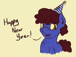 Size: 800x600 | Tagged: artist:sandwichdelta, chest fluff, cute, derpibooru import, ear fluff, freckles, happy new year, happy new year 2016, hat, oc, oc:sandwich, party hat, safe, unofficial characters only