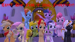 Size: 1920x1080 | Tagged: safe, artist:kombatantchampion, derpibooru import, applejack, fluttershy, pinkie pie, rainbow dash, rarity, spike, sunset shimmer, twilight sparkle, twilight sparkle (alicorn), oc, oc:braveheart, oc:velvet remedy, pony, 3d, canon x oc, shipping, source filmmaker, sunsetheart, text