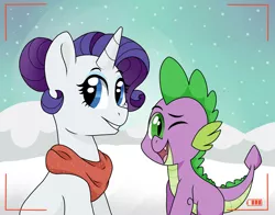 Size: 3821x3000 | Tagged: safe, artist:broohan, derpibooru import, rarity, spike, female, male, shipping, snow, snowfall, sparity, straight