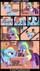 Size: 1600x2824 | Tagged: suggestive, artist:nightmaremoons, derpibooru import, rainbow dash, twilight sparkle, pegasus, pony, unicorn, alternate hairstyle, cheerleader, cheerleader sparkle, clothes, female, lesbian, shipping, show accurate, show accurate porn, twidash