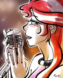 Size: 650x800 | Tagged: safe, artist:mojot, derpibooru import, sunset shimmer, equestria girls, daily sunset, microphone, profile, singing, solo