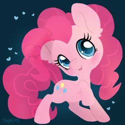 Size: 800x800 | Tagged: safe, artist:coffeecuppup, derpibooru import, part of a set, pinkie pie, blushing, cute, diapinkes, heart, looking at you, solo, wingding eyes