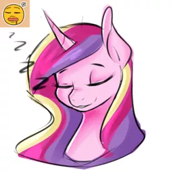 Size: 500x500 | Tagged: safe, artist:jovalic, derpibooru import, princess cadance, ponified, alicorn, pony, :3, bust, cute, cutedance, emoji, eyes closed, female, grin, mare, simple background, sleeping, smiling, snoring, solo, white background, zzz