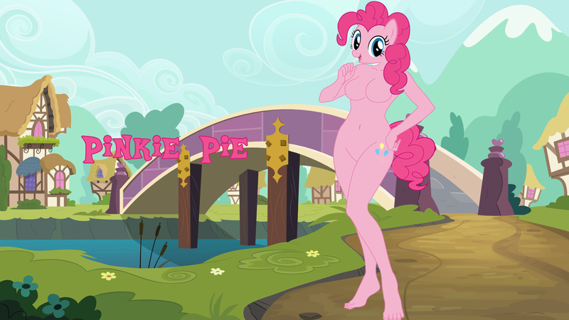 Size: 1920x1080 | Tagged: anthro, artist:atlantianbrony12, barefoot, breasts, busty pinkie pie, derpibooru import, featureless breasts, featureless crotch, feet, female, hand, pinkie pie, plantigrade anthro, questionable, solo, solo female, wallpaper