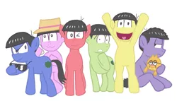 Size: 850x485 | Tagged: artist:zimoguri, choromatsu, derpibooru import, ichimatsu, jyuushimatsu, karamatsu, osomatsu, osomatsu-san, ponified, safe, todomatsu