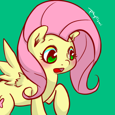 Size: 400x400 | Tagged: artist:phyllismi, derpibooru import, fluttershy, open mouth, part of a set, safe, simple background, solo