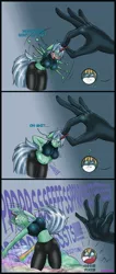 Size: 1272x2986 | Tagged: suggestive, artist:sixpathsoffriendship, derpibooru import, oc, oc:safesleep, unofficial characters only, anthro, unicorn, anthro oc, belly button, belly inflation, breasts, clothes, curvy, fart, fart joke, fart noise, female, hips, horn grab, inflation, midriff, pants, pulling, rainbow fart, short shirt, vulgar, yoga pants