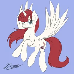 Size: 1024x1024 | Tagged: safe, artist:novaintellus, derpibooru import, oc, oc:fausticorn, unofficial characters only, alicorn, pony, alicorn oc, flying, simple background, solo