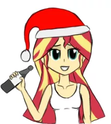 Size: 324x363 | Tagged: safe, derpibooru import, sunset shimmer, equestria girls, hat, santa hat, solo, wifebeater