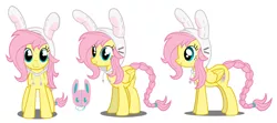 Size: 1280x566 | Tagged: safe, artist:flash equestria photography, derpibooru import, fluttershy, oc, oc:cottontail, pony, clothes, hoodie, solo, ultimare universe