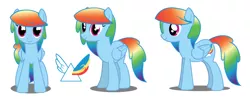 Size: 1280x508 | Tagged: safe, artist:flash equestria photography, derpibooru import, rainbow dash, oc, oc:prism wing, pegasus, pony, alternate cutie mark, alternate hairstyle, cutie mark, female, simple background, solo, ultimare universe, white background, wings