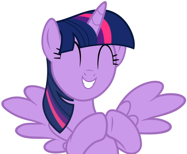 Size: 6072x4980 | Tagged: safe, artist:slb94, derpibooru import, twilight sparkle, twilight sparkle (alicorn), alicorn, pony, absurd resolution, adorkable, clapping, clapping ponies, cute, dork, eyes closed, female, grin, mare, simple background, smiling, solo, spread wings, squee, transparent background, twiabetes, vector