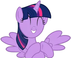 Size: 6072x4980 | Tagged: safe, artist:slb94, derpibooru import, twilight sparkle, twilight sparkle (alicorn), alicorn, pony, absurd resolution, adorkable, clapping, clapping ponies, cute, dork, eyes closed, female, grin, mare, simple background, smiling, solo, spread wings, squee, transparent background, twiabetes, vector