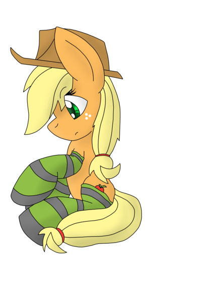 Size: 5100x7002 | Tagged: absurd resolution, applejack, artist:fisherfly, clothes, derpibooru import, safe, simple background, sitting, socks, solo, striped socks, transparent background