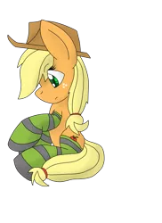 Size: 5100x7002 | Tagged: absurd resolution, applejack, artist:fisherfly, clothes, derpibooru import, safe, simple background, sitting, socks, solo, striped socks, transparent background