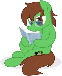 Size: 1024x1258 | Tagged: safe, artist:wingedwolf94, deleted from derpibooru, derpibooru import, oc, oc:chrisgotjar, unofficial characters only, pony, glasses, male, reading, show accurate, simple background, sitting, solo, stallion, transparent background