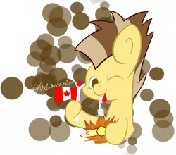 Size: 1591x1403 | Tagged: artist:mintysketch, canadian, canadian flag, derpibooru import, giveaway, oc, oc:maple syrup, safe, two color hair, two colour hair, unofficial characters only